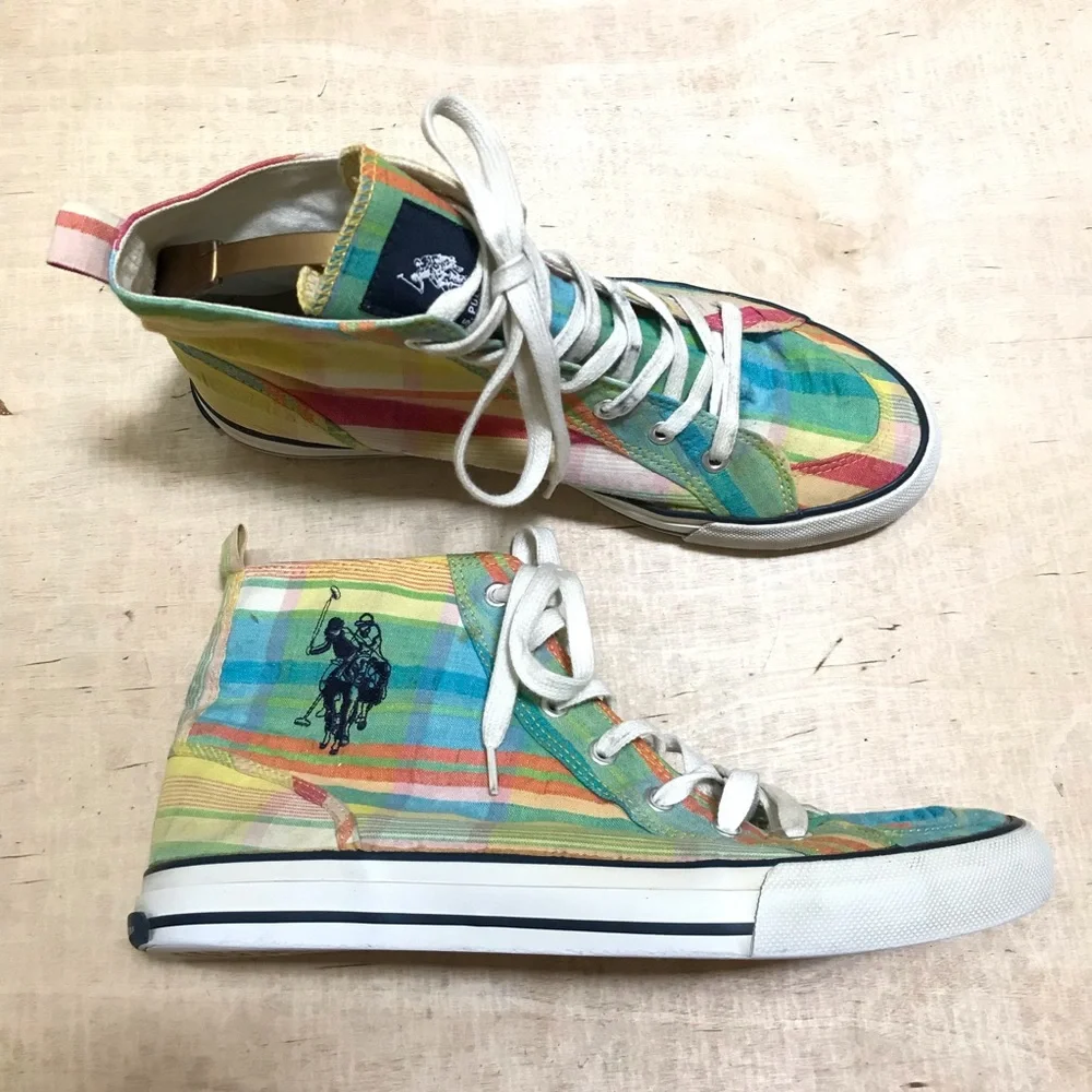 US Polo Assn Plaid Multicolore High Top Sneakers Size 11